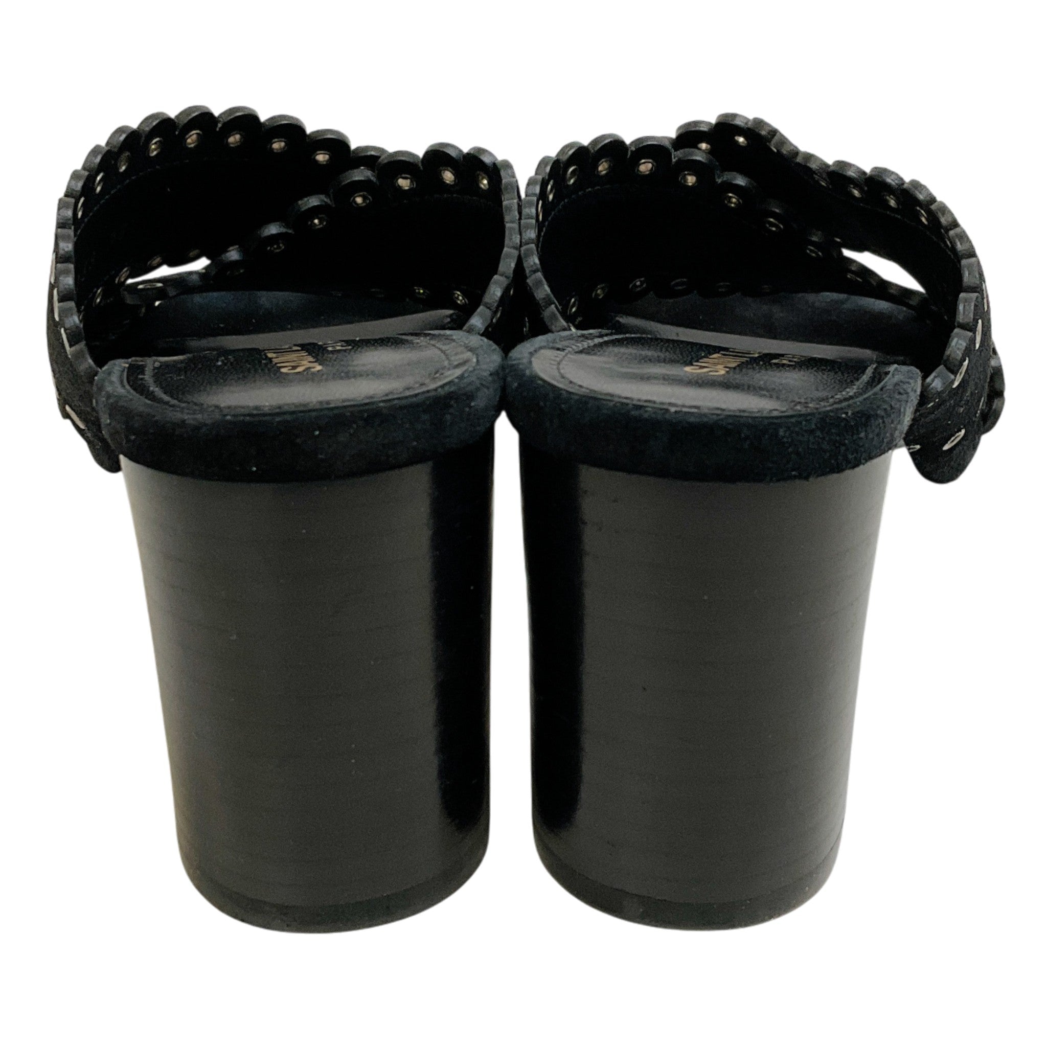 Saint Laurent Black Suede Eyelet Trim Loulou Sandals