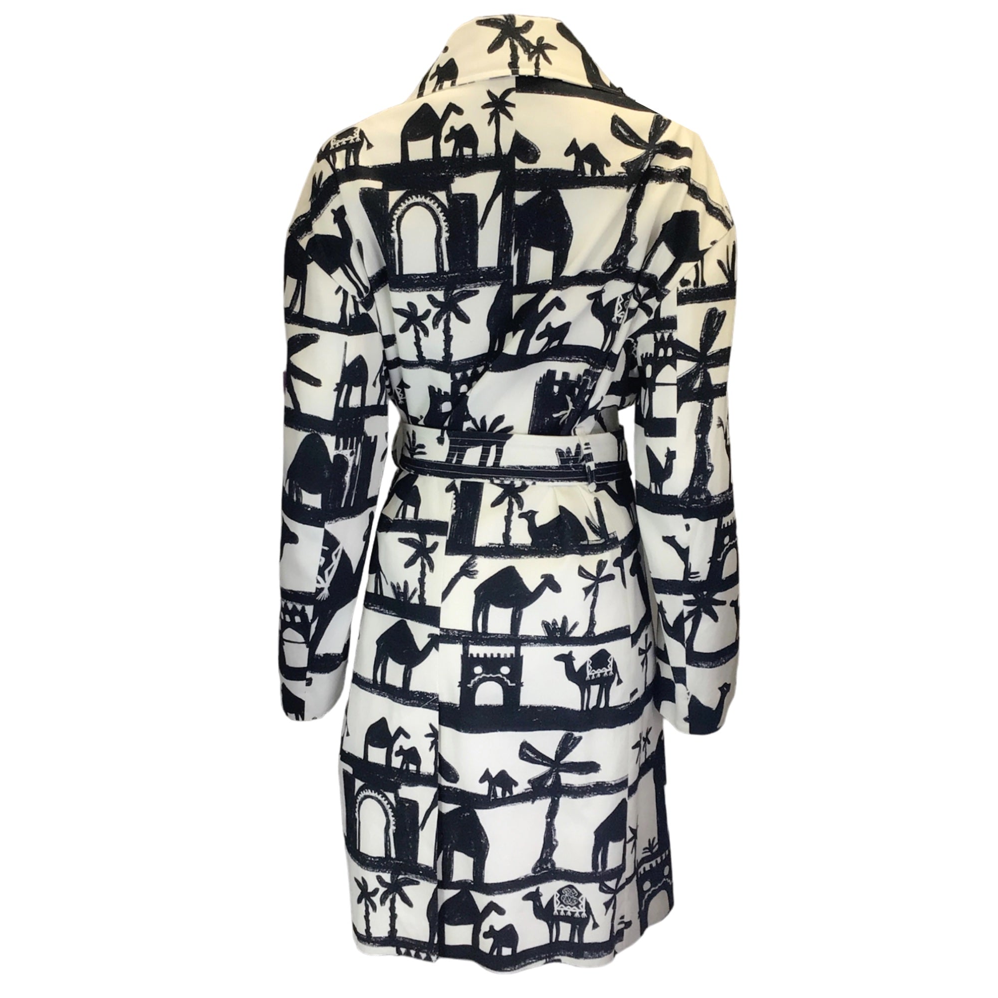 Prune Goldschmidt Ivory / Black Camel Print Cotton Trench Coat