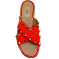 Load image into Gallery viewer, Valentino Orange Leather Rockstud Slide Sandals
