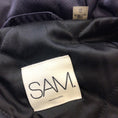 Load image into Gallery viewer, SAM. Navy Blue / Tan Raccoon Fur Trimmed Hooded Nylon Puffer Coat
