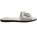 Load image into Gallery viewer, Valentino White Leather Eyelet Slide Sandals
