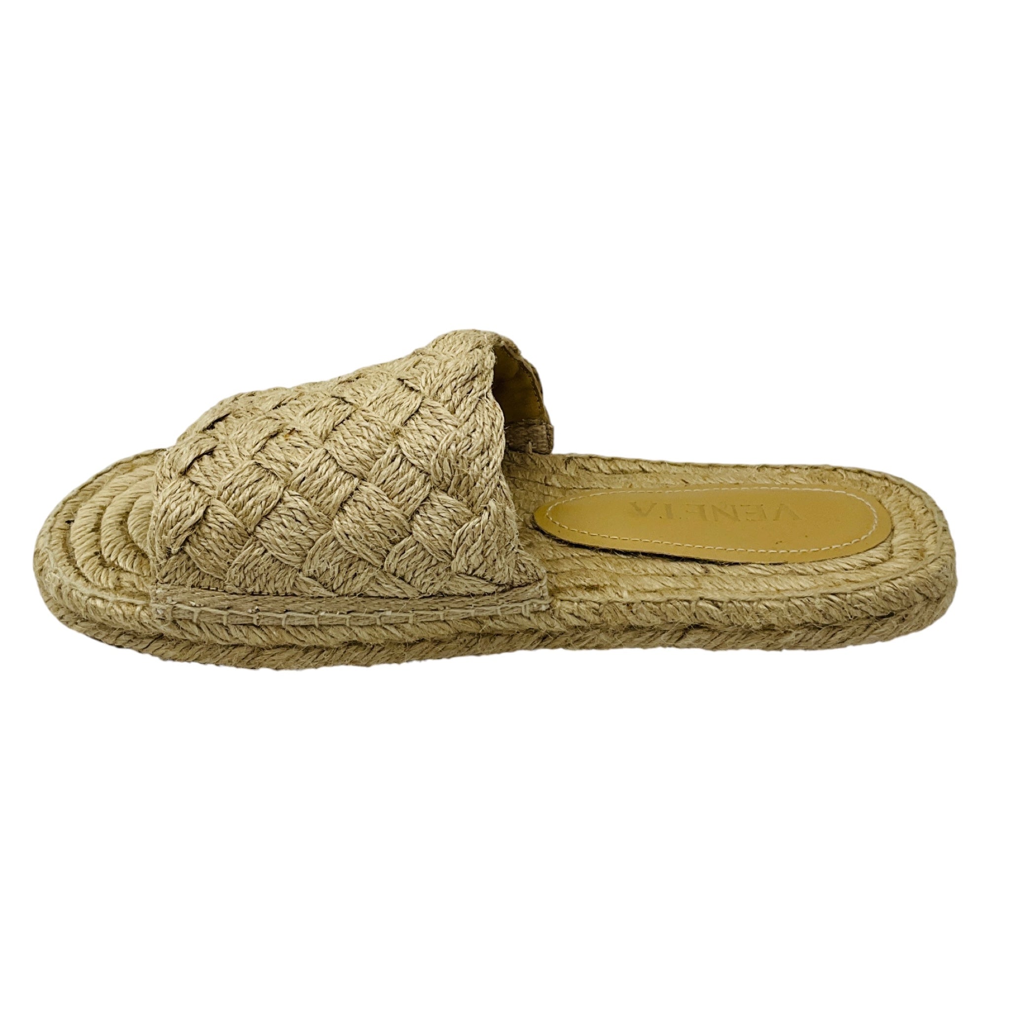 Bottega Veneta Natural / Cane Sugar Jute Braid Espadrille Woven Jack Flat Slide Sandals
