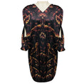 Load image into Gallery viewer, Lanvin Brown Multi Printed Draped Silk Dress with Open Sleeves
