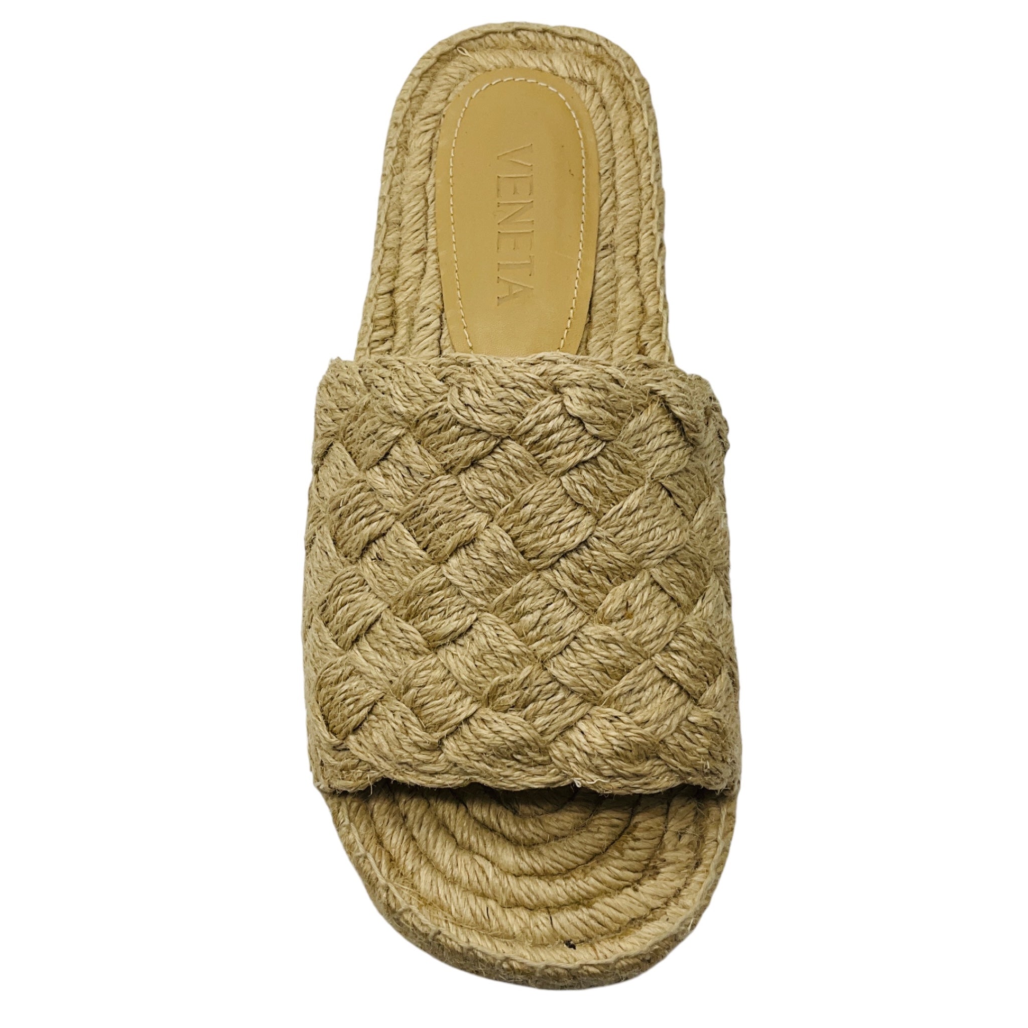 Bottega Veneta Natural / Cane Sugar Jute Braid Espadrille Woven Jack Flat Slide Sandals
