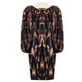 Load image into Gallery viewer, Lanvin Brown Multi Printed Draped Silk Dress with Open Sleeves
