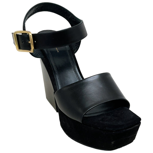 Celine Black Leather / Suede Platform Sandals
