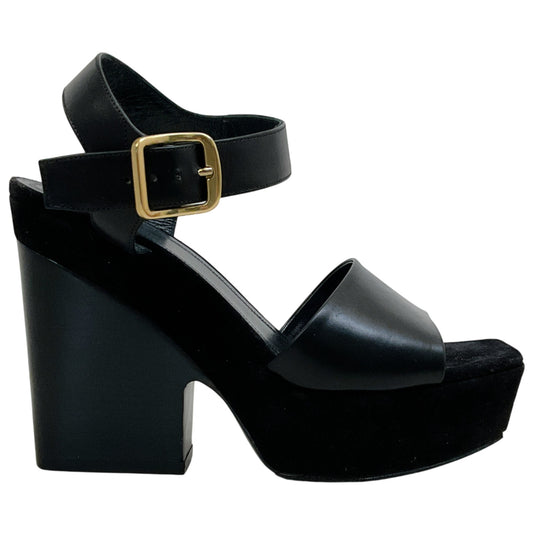 Celine Black Leather / Suede Platform Sandals