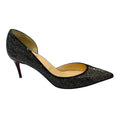 Load image into Gallery viewer, Christian Louboutin Black / Beige Laser Cut Patent Leather Iriza Pumps
