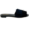 Load image into Gallery viewer, Tod's Black / Navy Blue Suede Fringe Buckle Sandals
