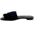 Load image into Gallery viewer, Tod's Black / Navy Blue Suede Fringe Buckle Sandals
