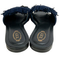 Load image into Gallery viewer, Tod's Black / Navy Blue Suede Fringe Buckle Sandals
