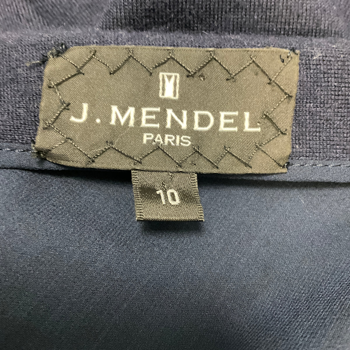J. Mendel Navy Blue / Black Lamb Leather Trimmed Cashmere Midi Dress