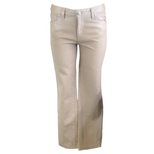 Chanel Beige / Silver Metallic Denim Pants