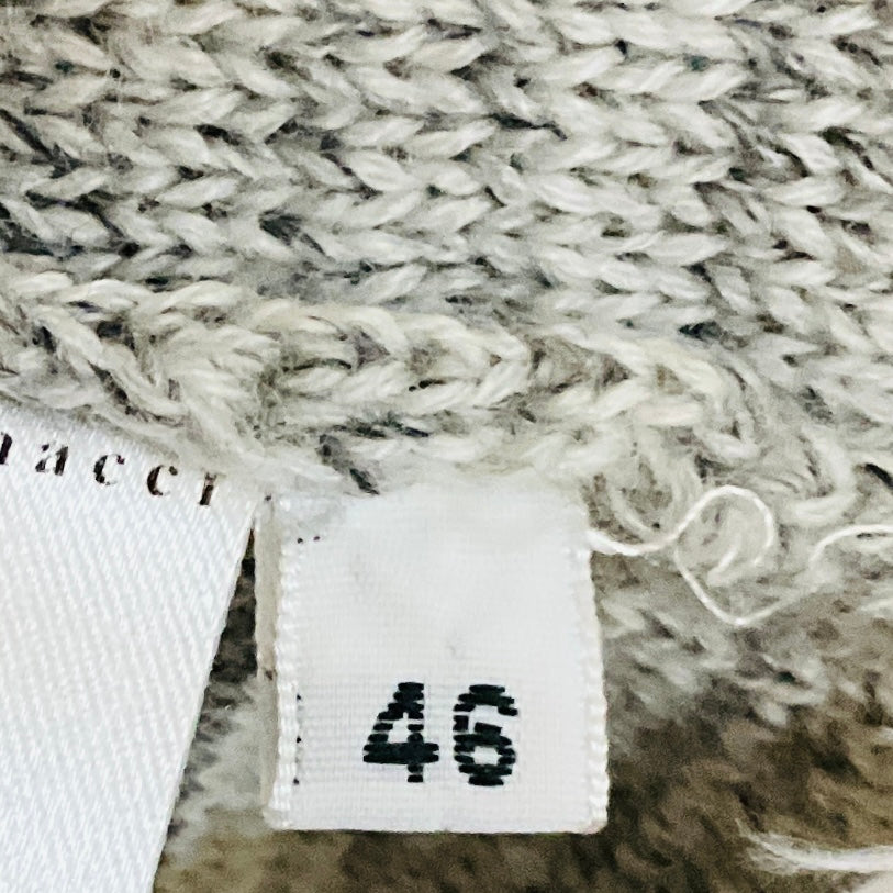 Amina Rubinacci Grey Sequined Marled Wool Knit Sweater Jacket