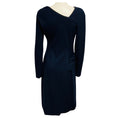 Load image into Gallery viewer, J. Mendel Navy Blue / Black Lamb Leather Trimmed Cashmere Midi Dress

