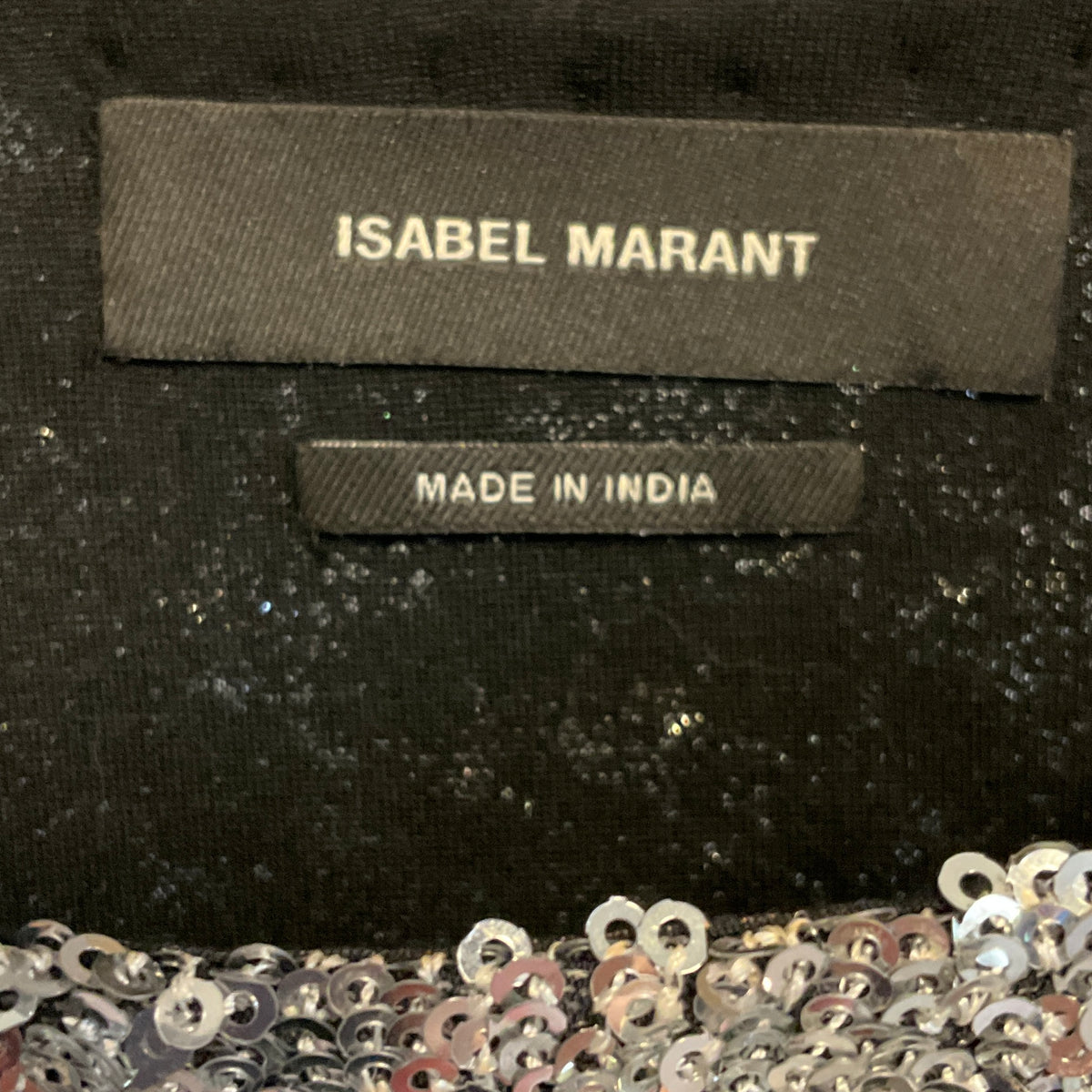 Isabel Marant Silver Sequin, Pearl, and Strass Embellished Mini Cocktail Dress