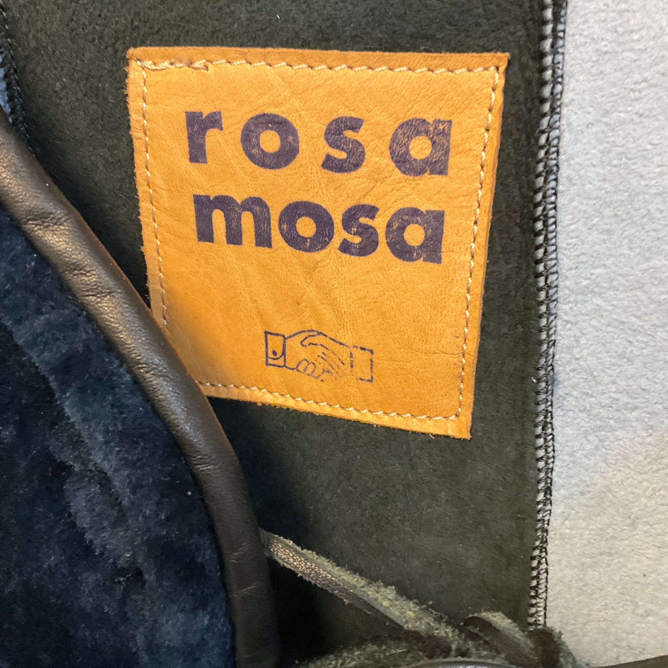 Rosa Mosa Navy / Black Shearling Vest with Tie Front
