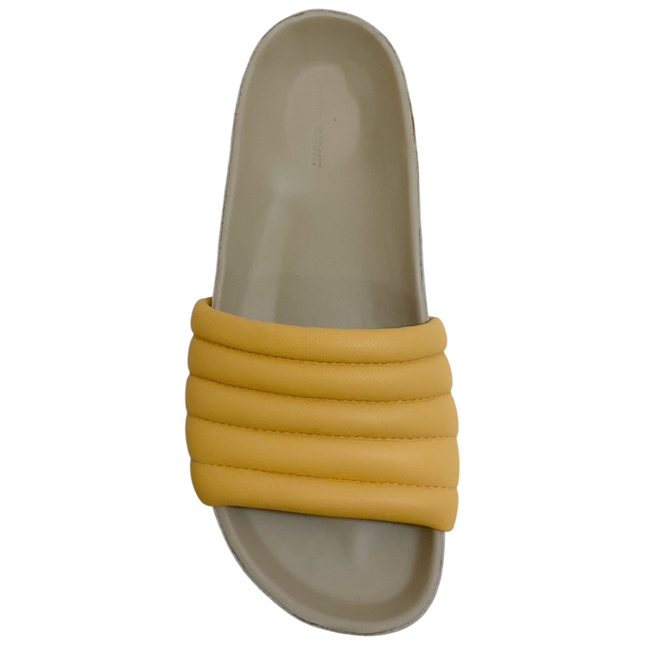 Isabel Marant Light Yellow Leather Padded Hellea Slide Sandals