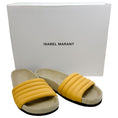 Load image into Gallery viewer, Isabel Marant Light Yellow Leather Padded Hellea Slide Sandals
