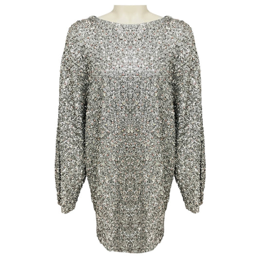 Isabel Marant Silver Sequin, Pearl, and Strass Embellished Mini Cocktail Dress