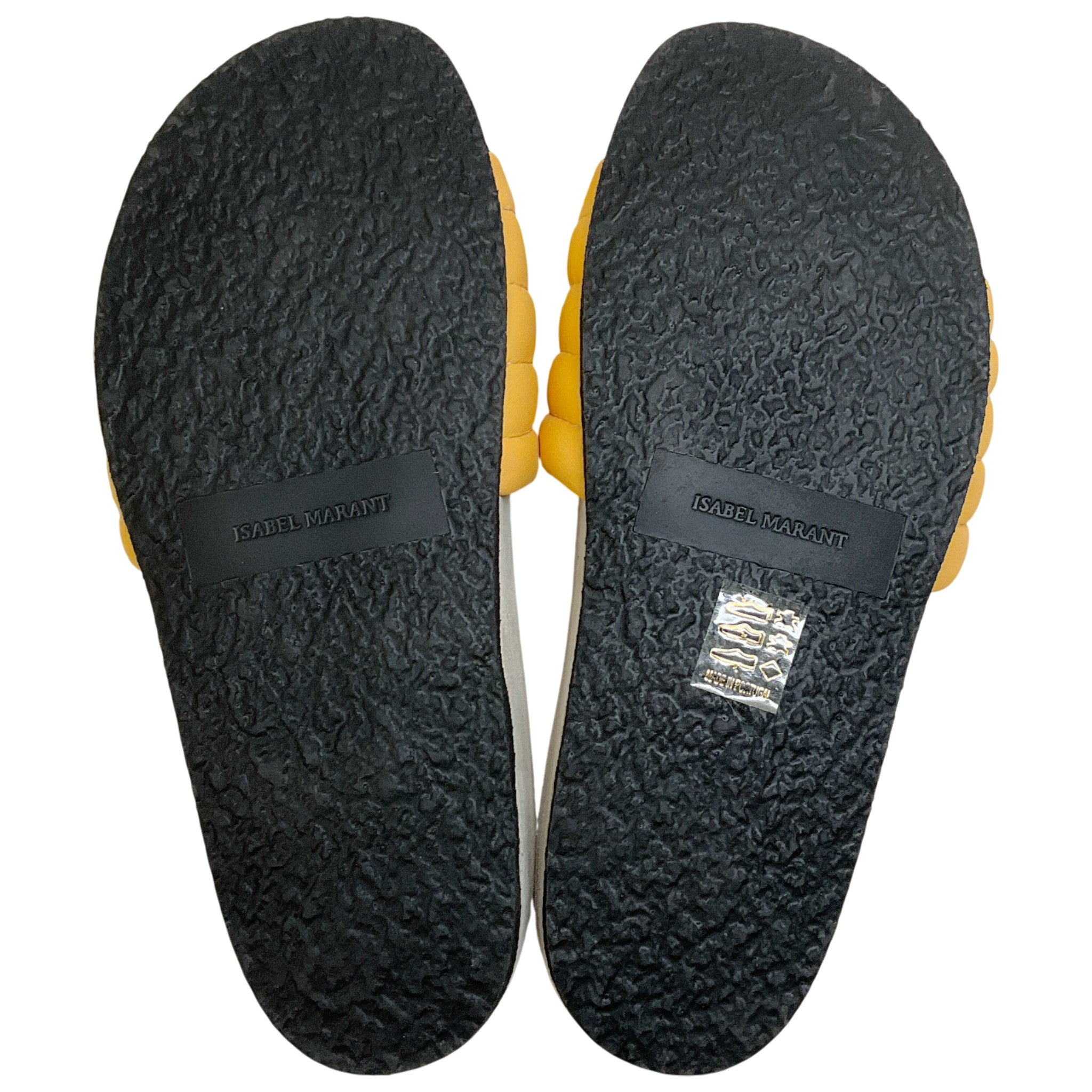 Isabel Marant Light Yellow Leather Padded Hellea Slide Sandals