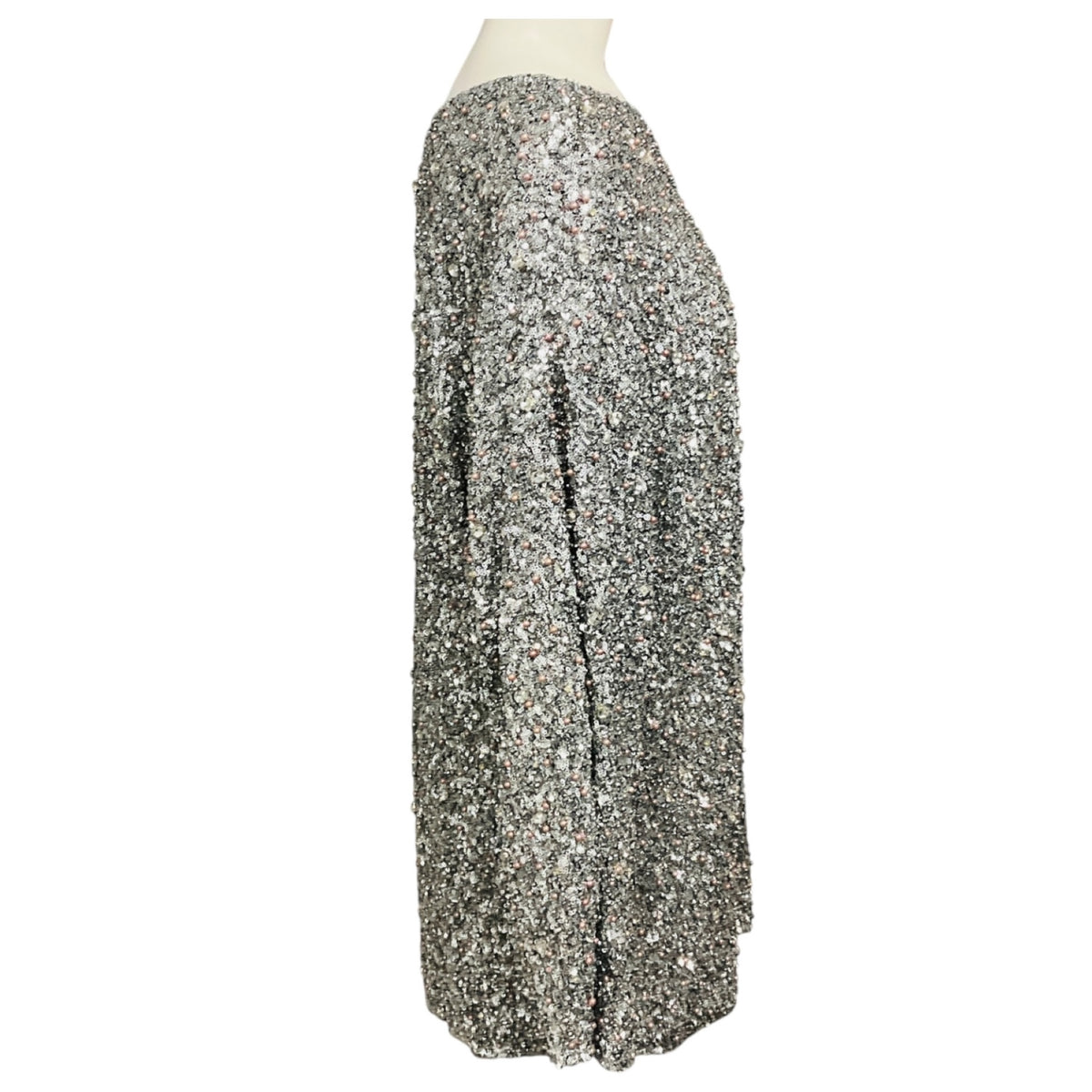 Isabel Marant Silver Sequin, Pearl, and Strass Embellished Mini Cocktail Dress