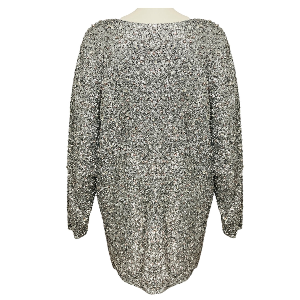 Isabel Marant Silver Sequin, Pearl, and Strass Embellished Mini Cocktail Dress