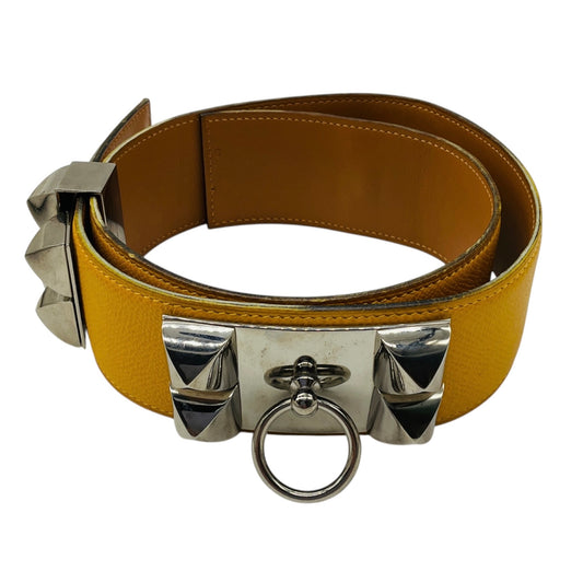 Hermes Yellow CDC Collier de Chien 70 Epsom Leather Belt with Palladium Hardware
