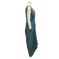 Load image into Gallery viewer, Halston Blue Pleated Sleeveless V-Neck Maren Dress
