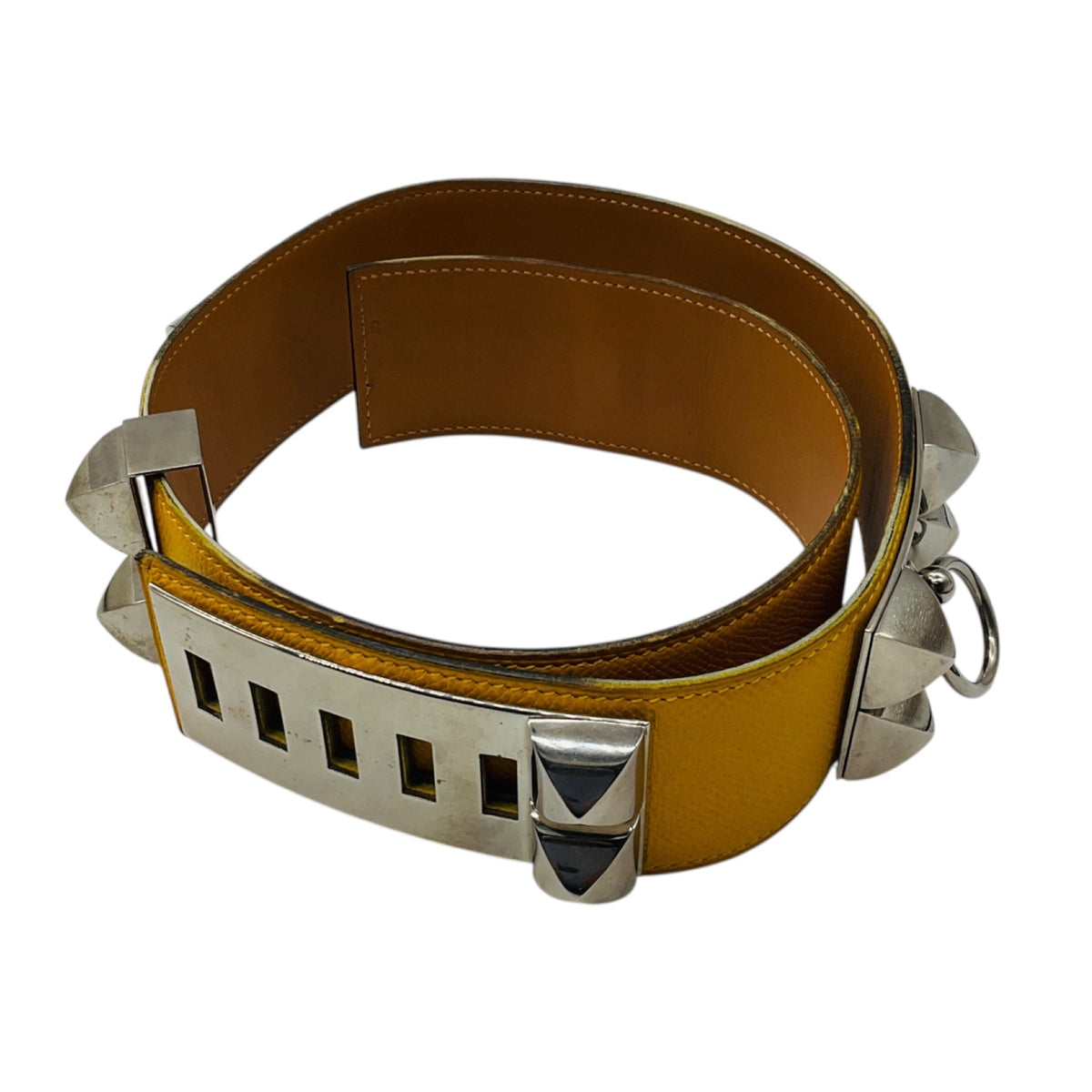 Hermes Yellow CDC Collier de Chien 70 Epsom Leather Belt with Palladium Hardware