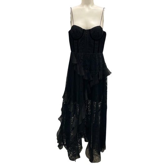 Alice + Olivia Black Jemma Lace Asymmetric Corset Dress