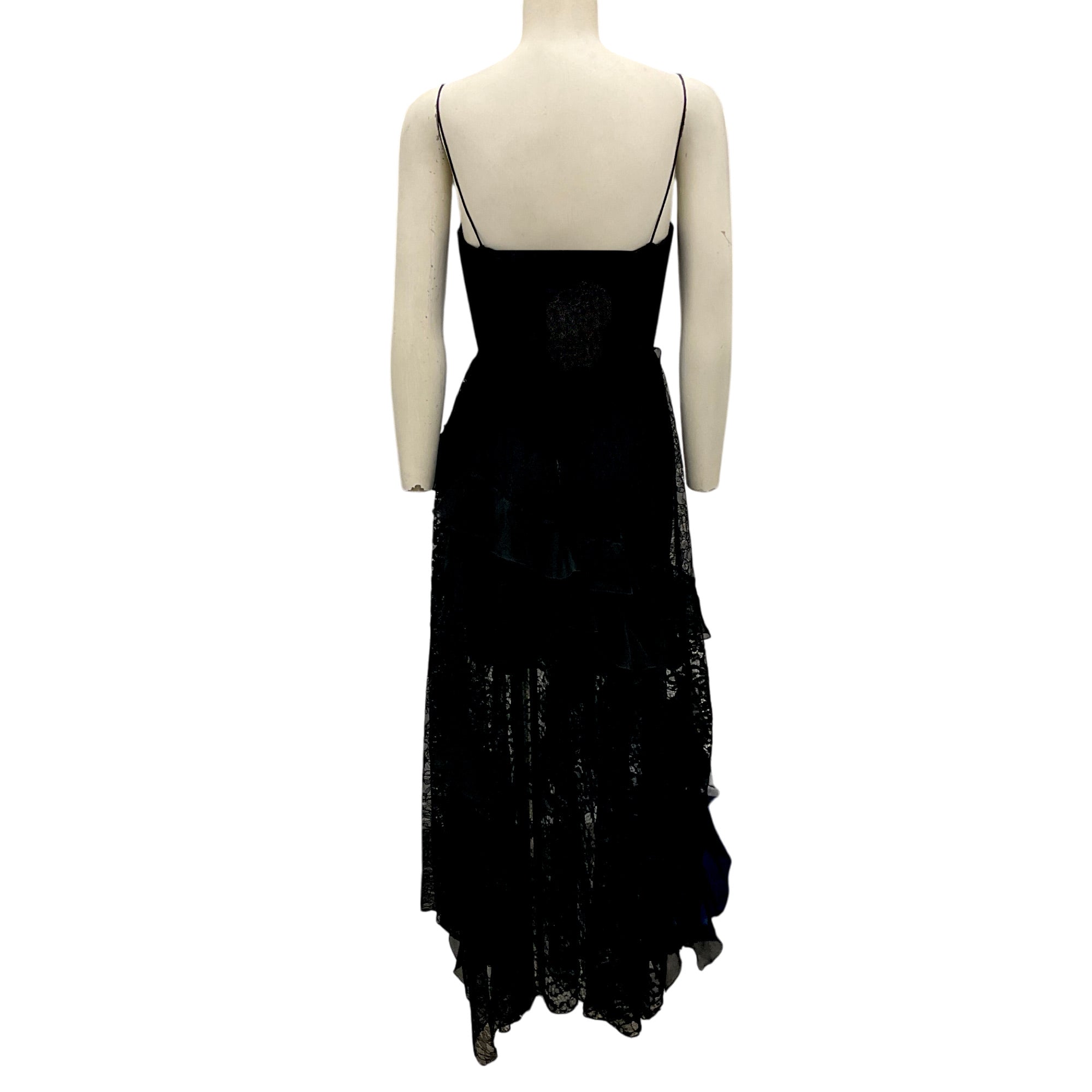 Alice + Olivia Black Jemma Lace Asymmetric Corset Dress