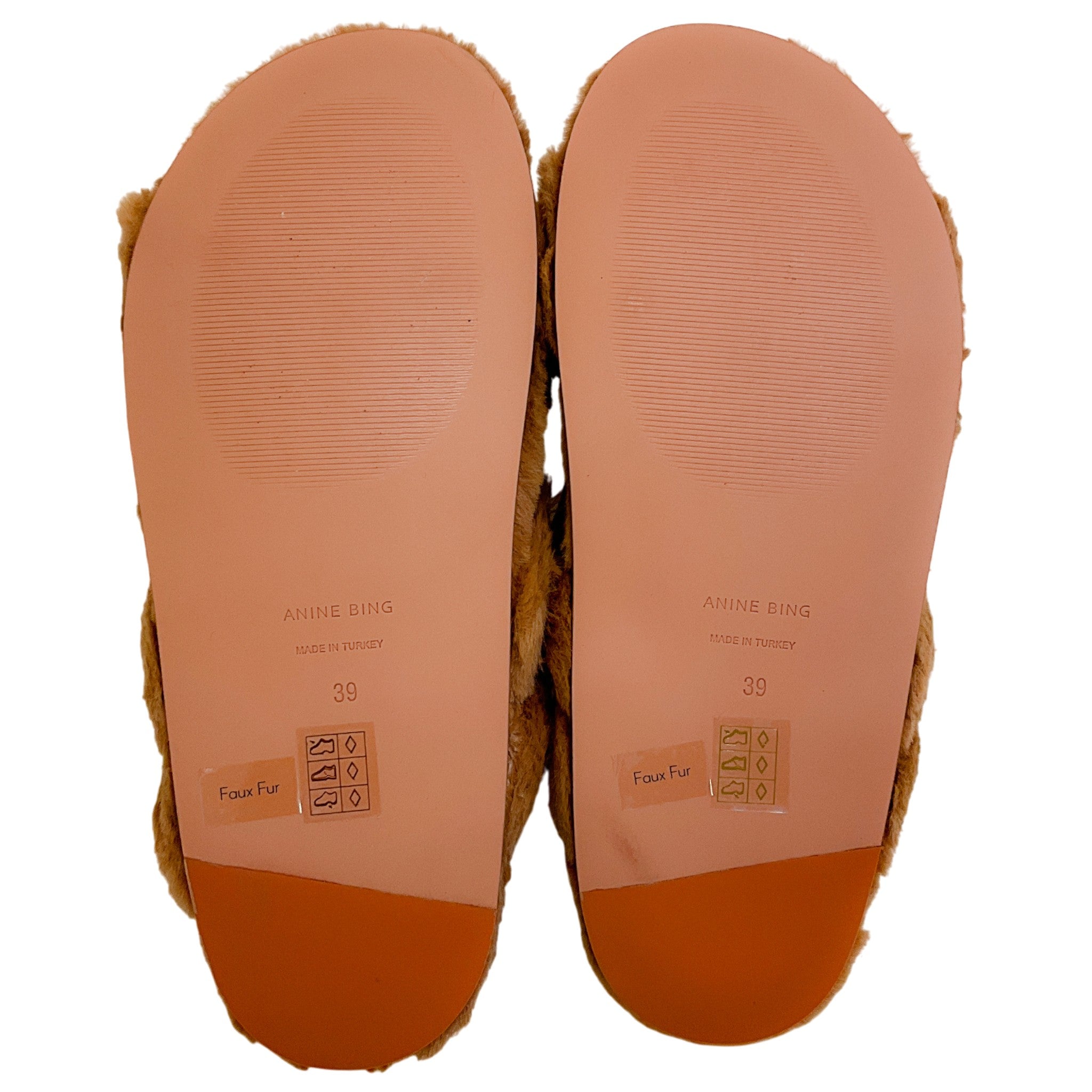 Anine Bing Camel Faux Fur Lizzie Slide Sandals