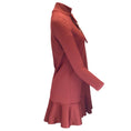 Load image into Gallery viewer, Francoise Bordeaux Bow Detail Mock Neck Long Sleeved Ruffled Hem Dress

