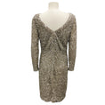 Load image into Gallery viewer, Rachel Gilbert Champagne Metallic Sequined and Beaded Long Sleeved Dress
