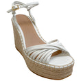 Load image into Gallery viewer, Veronica Beard Coconut Leather Ravina Raffia Wedge Sandals

