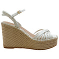 Load image into Gallery viewer, Veronica Beard Coconut Leather Ravina Raffia Wedge Sandals
