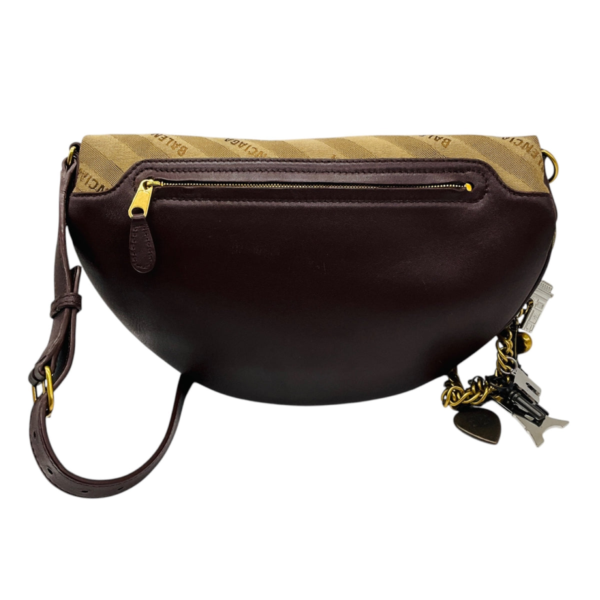 Balenciaga Brown Canvas Jacquard and Leather Diagonal Allover Logo XS Souvenir Belt Bag
