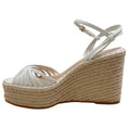 Load image into Gallery viewer, Veronica Beard Coconut Leather Ravina Raffia Wedge Sandals
