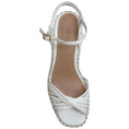 Load image into Gallery viewer, Veronica Beard Coconut Leather Ravina Raffia Wedge Sandals
