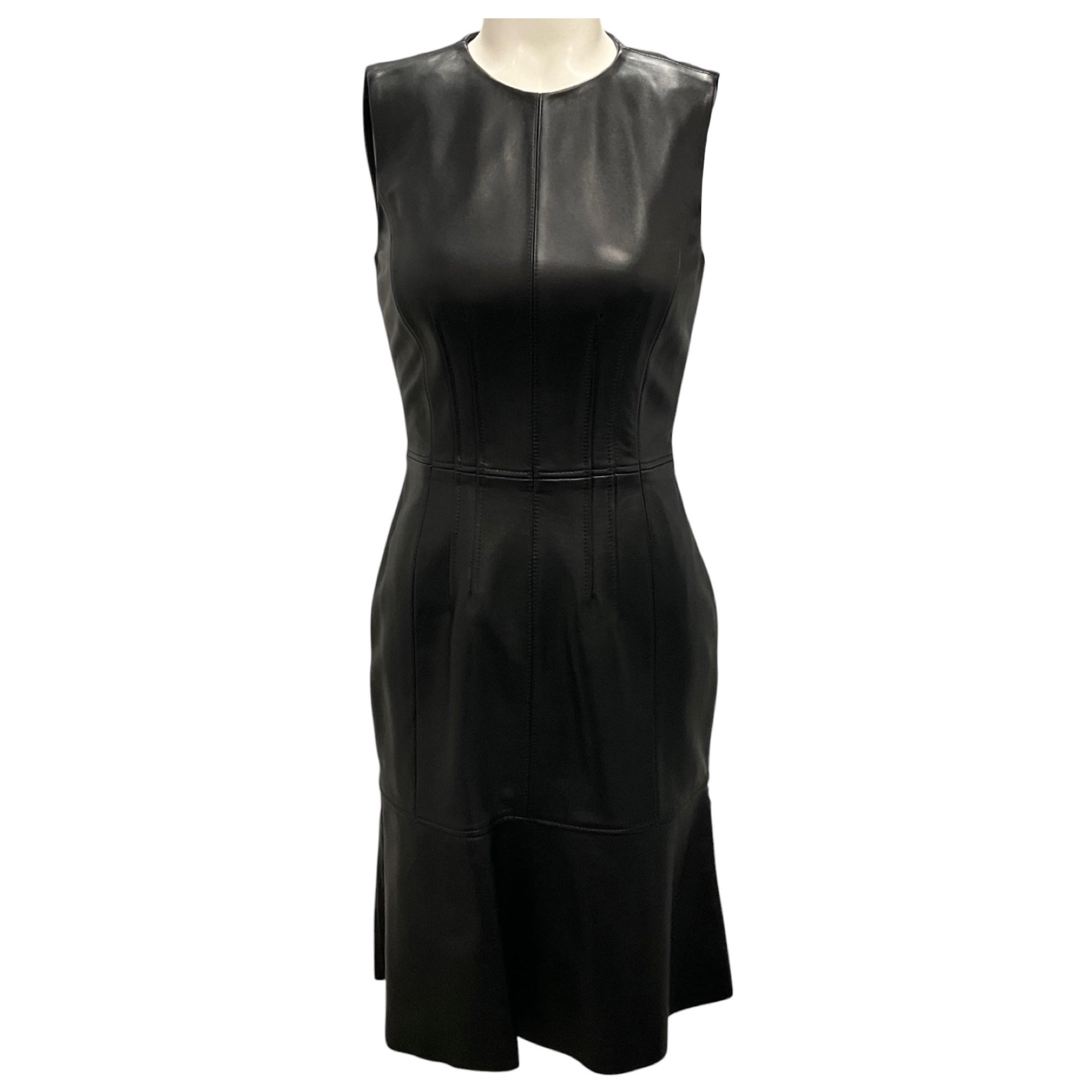 Hugo Boss Black Syssy Sleeveless Lambskin Leather Dress