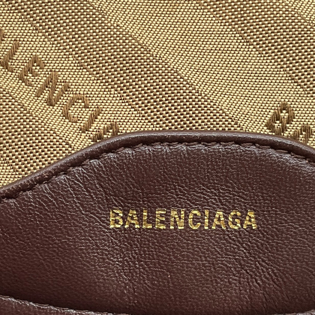Balenciaga Brown Canvas Jacquard and Leather Diagonal Allover Logo XS Souvenir Belt Bag