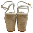 Load image into Gallery viewer, Veronica Beard Coconut Leather Ravina Raffia Wedge Sandals
