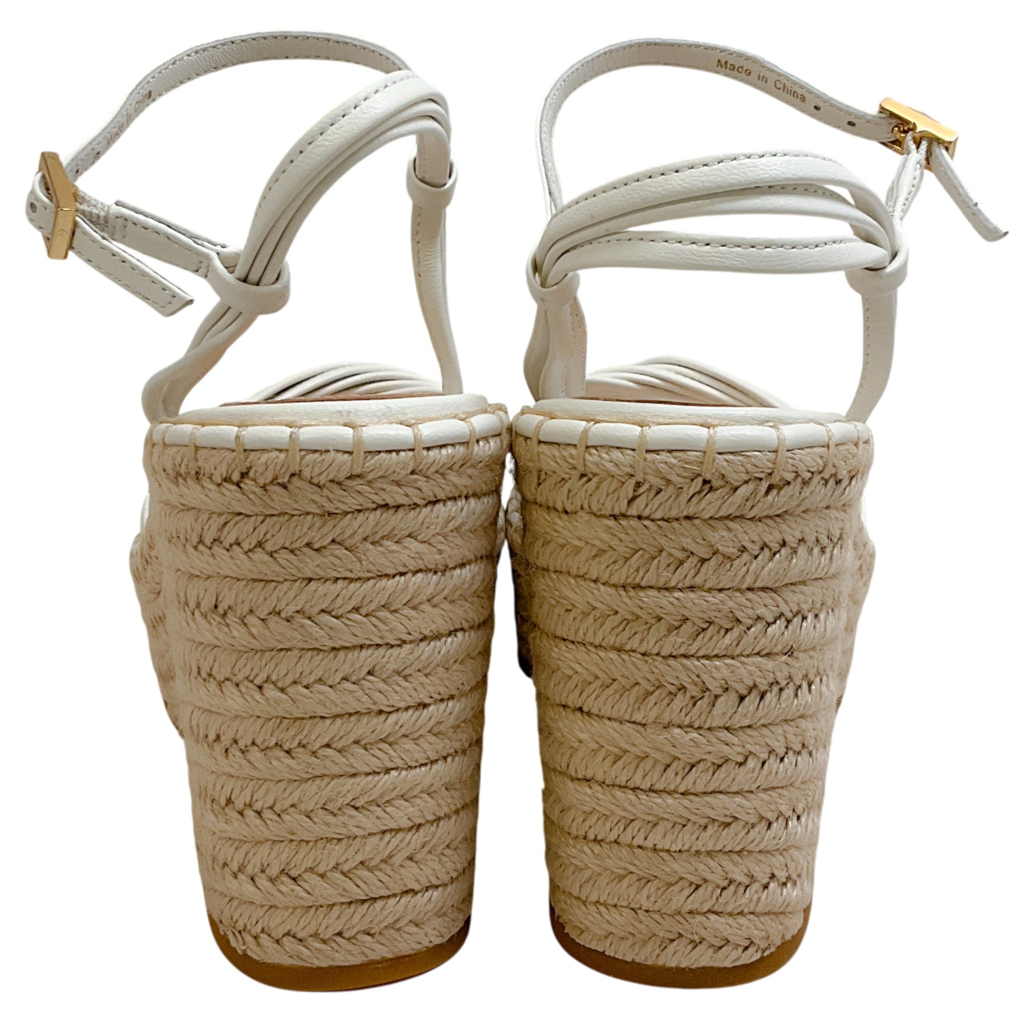 Veronica Beard Coconut Leather Ravina Raffia Wedge Sandals