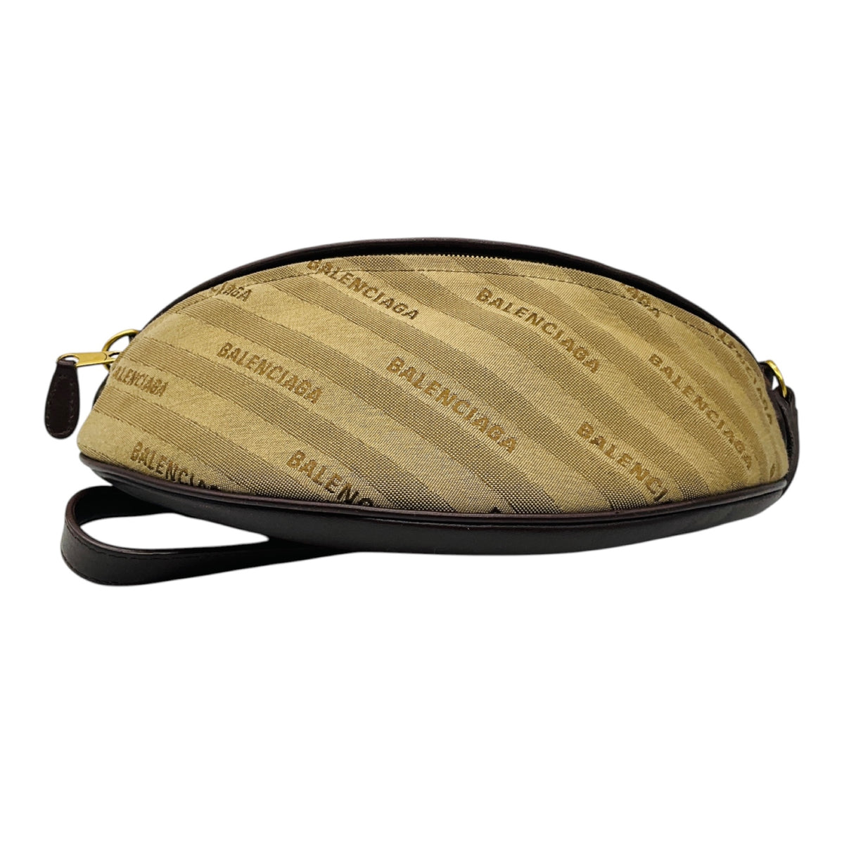 Balenciaga Brown Canvas Jacquard and Leather Diagonal Allover Logo XS Souvenir Belt Bag