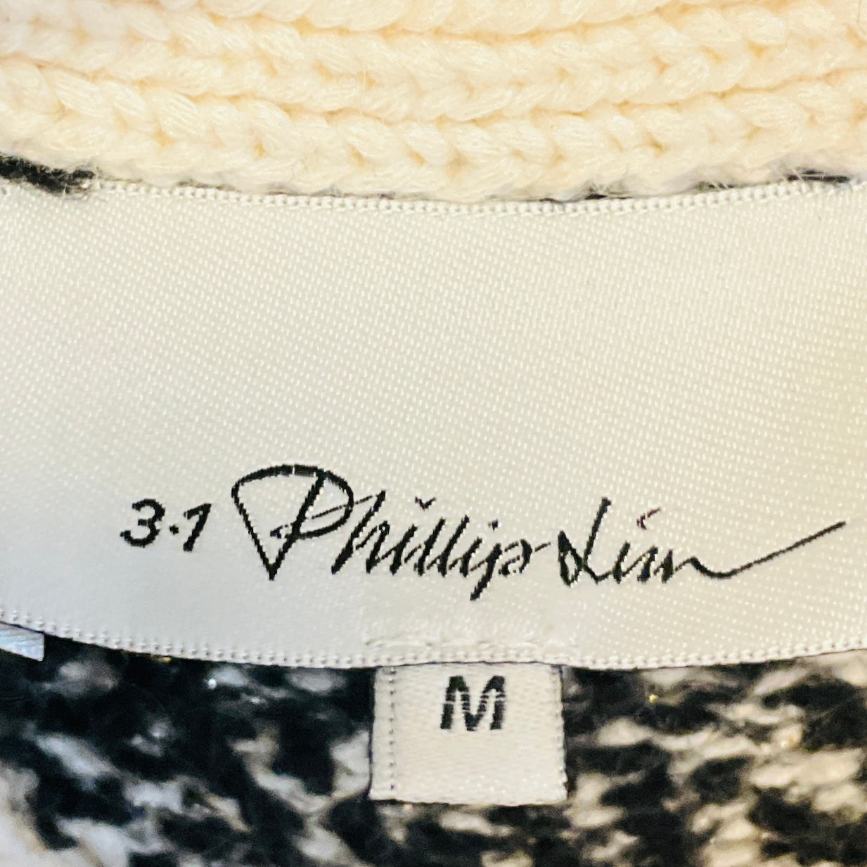 3.1 Phillip Lim Black / Ivory Cape Style Knit Pullover Sweater