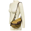 Load image into Gallery viewer, Balenciaga Brown Canvas Jacquard and Leather Diagonal Allover Logo XS Souvenir Belt Bag
