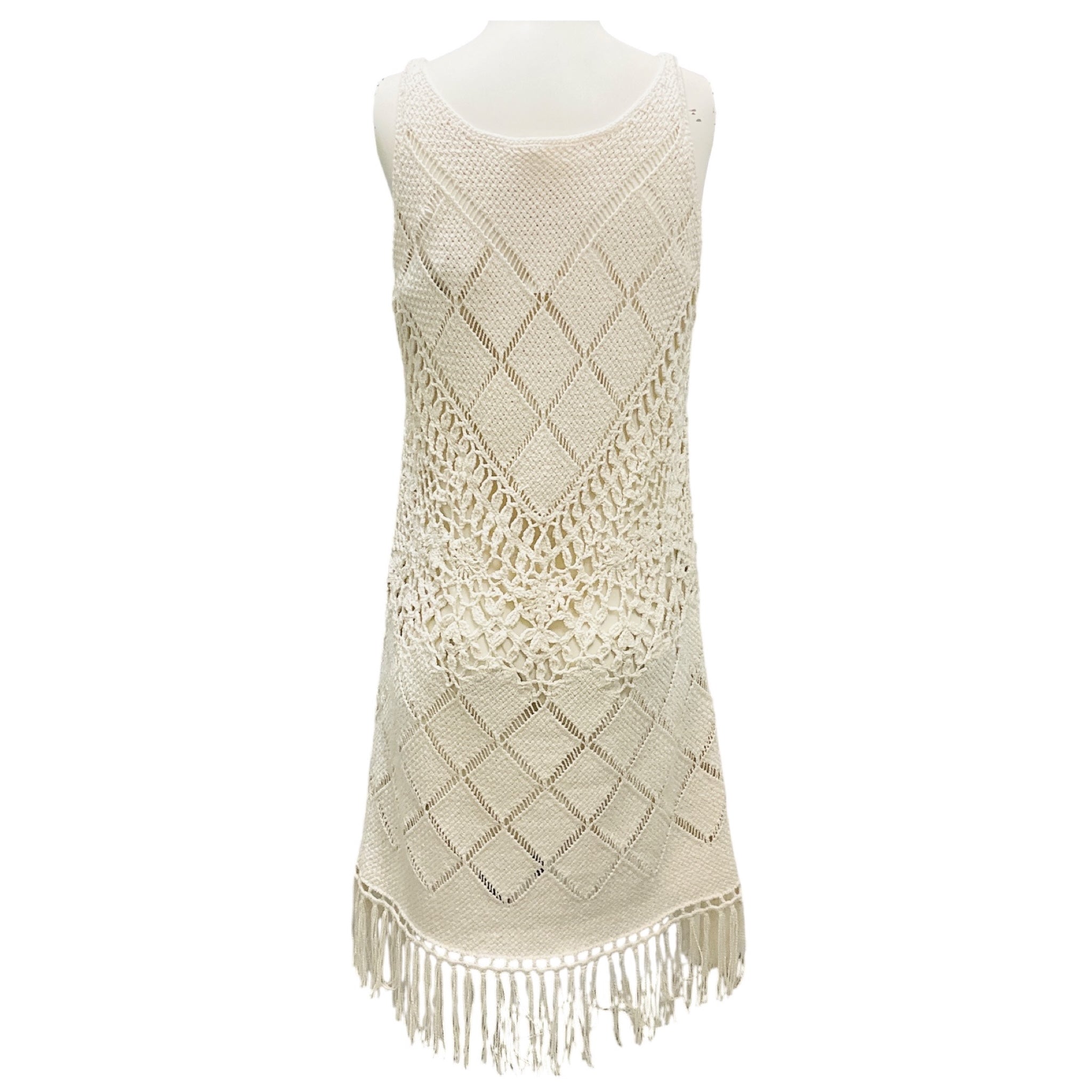 Chloe Ivory Crochet Knit Sleeveless Dress with slip