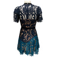 Load image into Gallery viewer, Self-Portrait Navy Blue / Teal Prairie Guipure Mini Dress
