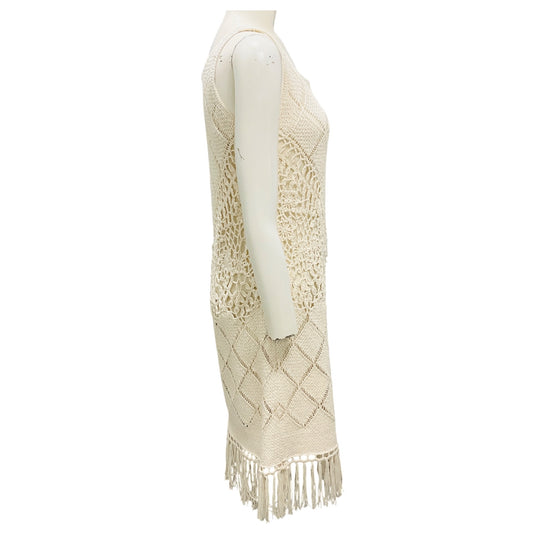 Chloe Ivory Crochet Knit Sleeveless Dress with slip